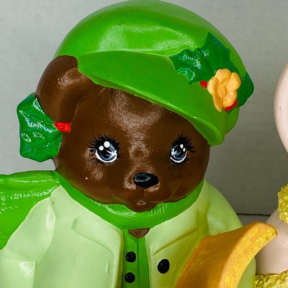 Set of 2 Vintage Hobbyist Ceramic Christmas Carolers Teddy Bears Figurines - Picture 3 of 9